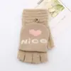 Guantes de Terciopelo Semi-Cristal de Alta Calidad para Invierno para Mujer, con Tapa Superior, Guantes Lindos y Adorables con Forma de Corazón, a Prueba de Frío y Cálidos