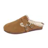 Sandalias de mujer tipo Birkenstock sin cordones para exteriores, nueva colección otoño/invierno, tallas grandes, zapatos casuales de algodón de moda con suela plana