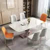 Conjunto de mesa e cadeiras de jantar minimalista em mármore estilo italiano, moderno e simples, com um toque de luxo, adequado para apartamentos pequenos, mesa de jantar retangular para uso doméstico
