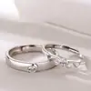 Runxin novo anel de casal asas de anjo anel aberto versátil simples anel de casal zircônia entrega em peça única