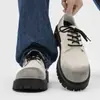 Zapatos Derby Retro de Trabajo Suela Gruesa Aumentadores de Altura para Hombre 2025 Nuevos Casual Británico Zapatos Grandes de Cuero de Corte Bajo Color Pulido
