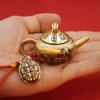 Latón gira la olla alrededor mini dragón y tetera de fénix inmediatamente cambian de manos para jugar mahjong artesanías de cobre de la suerte