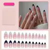 Uñas Postizas Francesas de Moda con Bloques de Color y Lunares, Forma Almendra, Paquete de 24 Uñas Terminadas de Presionar, Uñas al por Mayor Transfronterizas