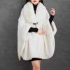 Casaco capa estilo western outono e inverno estilo coreano com gola grande de pele forro de fleece espessado moderno casaco de lã de comprimento médio estilo preguiçoso feminino
