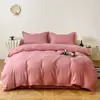 2026 Nuevo Estilo Sencillo Color Sólido Agradable al Tacto Juego de Cuatro Piezas para Dormitorio Estudiantil, Juego de Funda de Edredón Doble Suave de Algodón Lavable
