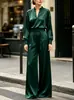 2026 Moda Femenina Elegante de Color Sólido con Mangas Largas y Pantalones de Pierna Ancha Conjunto de Dos Piezas para el Sitio Independiente Europeo y Americano Transfronterizo de Amazon