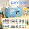 Conjunto de Marcadores Acrílicos para Estudantes de 168 Cores, Canetas de Grande Capacidade para Diário DIY, Conjunto de Canetas com Ponta Macia para Contorno e Colorir