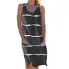 Vestido feminino estilo regata com estampa listrada e bolso, gola redonda, novo para o verão 2026, transfronteiriço europeu e americano Shenghenghui