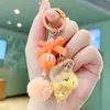 Mini Caracolas y Estrellas de Mar de Dibujos Animados Flotando en Botella de Aceite Llavero DIY Lindo Estudiante Arena Líquida Colgante para Mochila Regalo