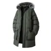 Abrigo de Algodón Personalizado Transfronterizo de Talla Grande de Longitud Media para Hombre en Invierno Abrigo de Algodón con Capucha Desmontable Chaqueta de Algodón Gruesa con Cuello Grande de Piel