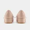 Zapatos de Ballet de Cuero Suave con Punta Cuadrada y Lazo, Boca Baja, Tacón Grueso, Tacones Altos, Estilo Hada, Zapatos de Tacón Medio Franceses para Viajar