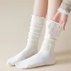 Meias longas femininas, vazadas, respiráveis, estilo balé, miu, femininas, de renda, folgadas, meias para panturrilha, finas, verão