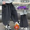 Jeans de Invierno para Niños con Forro de Borrego Expuesto, Pantalones Anchos Forrados de Borrego Estilo Coreano para Niños, Pantalones Elegantes para Niños Pequeños