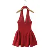Comercio Exterior 2026 Primavera Nuevo Estilo Europeo y Americano Moda Femenina Sexy Ajustado Ceñido a la Cintura Vestido de Cuello Halter