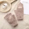 Guantes de punto de lana sintética de visón para invierno, medio dedo abatible, lindos guantes de garra de gato, forro polar, gruesos, a prueba de frío, cálidos