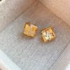 Pendientes geométricos cuadrados coreanos de estilo nicho, de alta gama, con diamantes, combinables con todo.