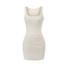 Ropa de Mujer de Exportación Transfronteriza 2025 Verano Estilo Europeo y Americano Cuello Cuadrado Sin Mangas Estilo Chaleco Plisado Vestido Ajustado a la Cadera Z625232