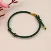 Pulsera de Cuerda Tejida a Mano de Ocho Hilos Producto Semi-Terminado, Adecuada para Ensartar Cuentas, Accesorios Dorados, Pulseras DIY para Parejas, Hilo Rojo para el Año de Nacimiento