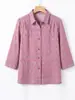 Camisa de verano de la abuela, top de algodón puro, camisa de verano holgada para madres de mediana edad y mayores, ropa de manga tres cuartos para mujeres mayores