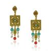 Pendientes colgantes con borlas de estilo retro transfronterizo, con cuentas geométricas talladas, estilo étnico Miao antiguo en oro y plata, joyería al por mayor