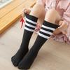 Calcetines altos hasta la rodilla para niños, calcetines de media caña de tres rayas para niños y niñas, uniformes escolares, calcetines a rayas, calcetines para el desempeño estudiantil, modernos