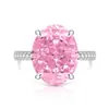 Anel de Gema Colorida com Corte Flor de Gelo Ovo de Pombo Quente Mais Vendido para Mulheres, Diamante de Alto Carbono Super Brilhante, Galvanizado a Ouro Real, Anel Extra Grande em Forma de Ovo