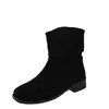 Piel suave, botines retro de punta cuadrada estilo coreano de moda, colección nueva 2026 para mujer, tacón grueso, botas vaqueras estilo western, botas Martin