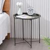 Mesa de centro plegable moderna y sencilla de metal para sala de estar, sofá móvil para exterior, balcón, mesa de té, mesa redonda de almacenamiento