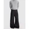 Jeans Negros Desgastados Estilo Vintage para Hombre, Jeans Rectos de Pierna Ancha Acampanados de Longitud Completa Estilo Americano