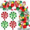 Set de Guirnalda de Globos para Fiesta Navideña de 109 Piezas Paquete de Cadena de Globos Molinillo de Viento Caramelo Decoraciones de Fiesta de Látex
