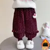 Calças forradas com fleece para meninas, novo estilo outono e inverno 2026, calças com punho, calças de moletom estilosas de inverno, um par para o inverno do bebê, calças de algodão
