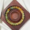 Pulseira Bodhi de Jade Branco com Contas de Pedras Preciosas Múltiplas, Design de Círculo Único com Corte Reto, Calmante e Alivia o Estresse, Pulseira de Contas de Oração Budista Macia para Enrolar no Dedo