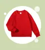 Suéter de algodón de manga larga con cuello redondo para niños, otoño, 300 g, holgado y cómodo, liso, versátil, logotipo imprimible