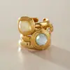 Anillos de Acero Inoxidable Elegantes y Discretos Transfronterizos, Joyería de Nicho de Alta Gama, Accesorios de Acero de Titanio, Anillos de Resina de Lujo Ligero Estilo Coreano Ins
