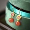 Pendientes de jaspe hetiano chapados en oro de plata de ley S925, pendientes retro distintivos, ligeros, de lujo y de moda para mujer.