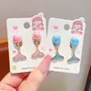 Estilo océano cola de sirena concha estrella de mar aretes para niños sin perforación orejas niñas colgante de perla a prueba de dolor lindos aretes