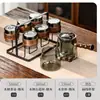 Juego de Té de Cristal, Lujo Ligero para Uso Doméstico, Tetera de Gama Alta para Sala de Estar, Juego Completo para Uso en Oficina, Mesa y Bandeja de Té Kung Fu