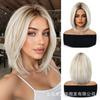 Peluca de Fibra Sintética Nueva Transfronteriza para Mujer, Peluca Completa de Verano, Peinado Bob Natural Realista, Raya en Medio, Peluca Completa Rejuvenecedora