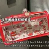 Estojo Dupla Camada Gato Maçã Vermelha Ins Bonito Desenho Animado Transparente Impermeável Fofo Bolsa de Armazenamento para Estudante Bolsa de Material Escolar