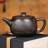 Tetera de Arcilla Púrpura Hecha a Mano con Patrón de Fénix, Gran Capacidad, Tetera de Piedra de Alta Calidad con Marcas de Cuchillo Tallado, Juego de Té Doméstico de Gama Alta