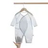 Macacão Borboleta para Recém-Nascido, Estilo Verão Fino Sem Capuz, Roupa para Ar Condicionado, Macacão com Estampa Floral, Macacão de Engatinhar com Proteção Dupla na Barriga