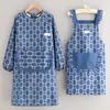 Delantal de lona moderno de manga larga para uso en la cocina, estilo fresco y simple, adecuado para comer, trabajar y vender en la calle, ropa de trabajo para adultos