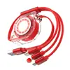 Cable de Datos Retráctil Uno a Tres Logo de Cristal Regalo Impresión a Color Serigrafía Cable de Carga para Teléfono Móvil Tres en Uno Almacenamiento y Portátil