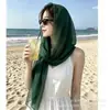 Bufanda Pequeña Larga Estilo Coreano de Verano para Mujer Bufanda de Seda de Color Sólido Delgada Protector Solar de Seda Chifón para Bailar Bufanda Qiaoqi Roja