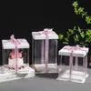 Caja para Pastel de Cumpleaños de 4 pulgadas 6 pulgadas 8 pulgadas 10 pulgadas 12 pulgadas Transparente 4 pulgadas 6 pulgadas 8 pulgadas Caja de Embalaje Elevada de Doble Capa