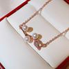Collar de estilo japonés y coreano de moda Cao Shi, collar creativo de perlas de imitación de rosa, exquisita cadena de clavícula de circonita para mujer