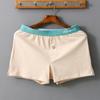 Cueca Boxer Masculina de Algodão Respirável Solta, Cintura Média, Cor Sólida, Simples e Confortável, Shorts de Quatro Cantos Tamanho Grande
