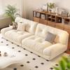 Sofá Cloud para Sala de Estar, Alquiler de Apartamento Pequeño, Estilo Minimalista Moderno de Línea Recta Color Crema, Sofá de Tela Doble o Triple para Dormitorio