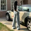Jeans de pierna ancha azul claro para mujer, nuevo diseño de otoño 2026, de cintura alta, adelgazantes, que realzan la altura, de pierna recta, pantalones de largo hasta el suelo