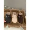Zapatos peludos de suela gruesa, zapatos de algodón cálidos de felpa, slip-ons de punta cerrada para usar al aire libre, zapatos de invierno para mujer estilo Birkenstock de suela plana